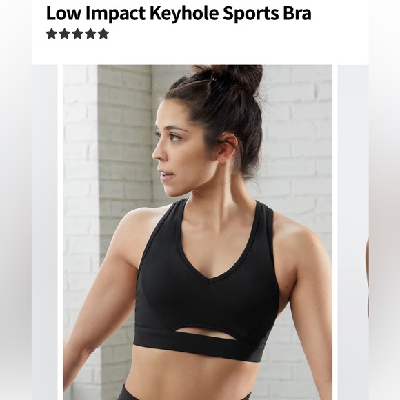 Fabletics Black Low Impact Key Hole Sports Bra - Picture 1 of 5